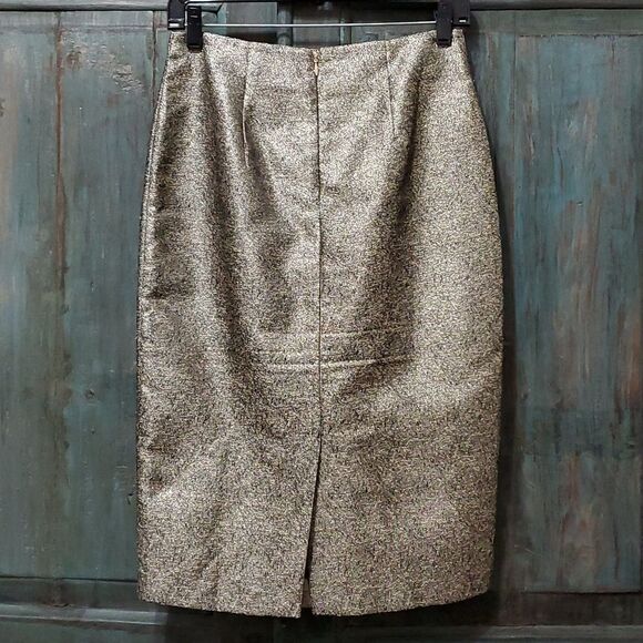 WORTHINGTON, BLACK AND GOLD SHIMMER PENCIL SKIRT, Size 4 - Picture 4 of 7